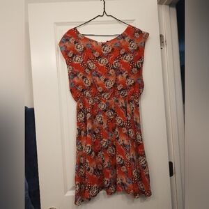 Alice + Olivia Orange Midi Sundress Sleeveless Scoop Neck